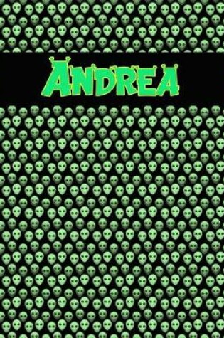 Cover of 120 Page Handwriting Practice Book with Green Alien Cover Andrea