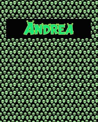 Book cover for 120 Page Handwriting Practice Book with Green Alien Cover Andrea