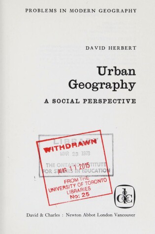 Cover of Urban Geography