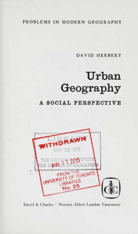 Book cover for Urban Geography