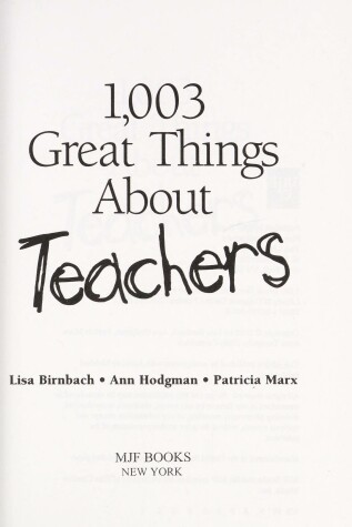 Book cover for 1,003 Great Things about Teachers