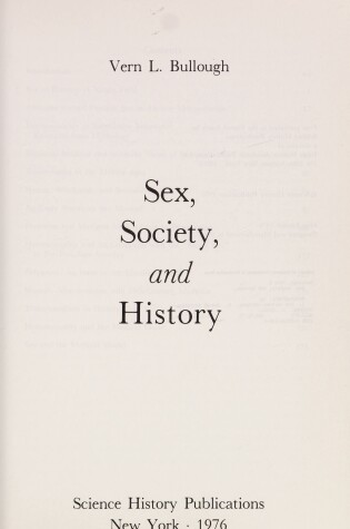 Cover of Sex, Society and History