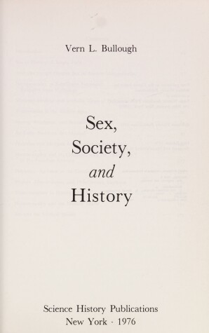 Book cover for Sex, Society and History