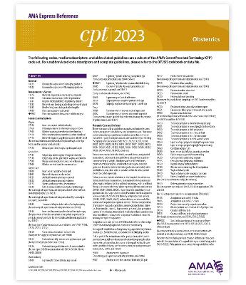 Book cover for CPT 2023 Express Reference Coding Card: Obstetrics