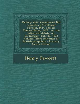 Book cover for Factory Acts Amendment Bill