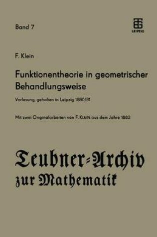 Cover of Funktionentheorie in Geometrischer Behandlungsweise