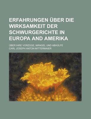 Book cover for Erfahrungen Ber Die Wirksamkeit Der Schwurgerichte in Europa and Amerika; Ber Ihre Vorz GE, M Ngel Und Abh Lfe