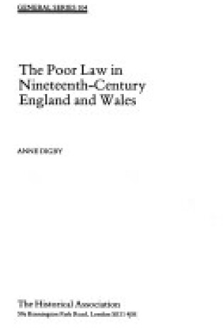 Cover of Poor Law in Nineteenth-century England and Wales