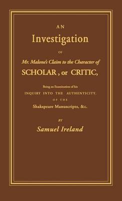 Book cover for Investigation Into Mr. Malone's Claim to Charter of Scholar: Volume 24