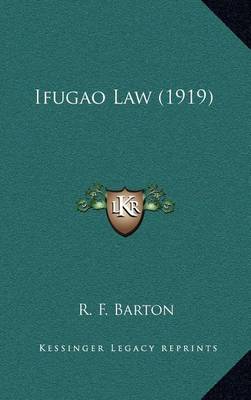 Cover of Ifugao Law (1919)