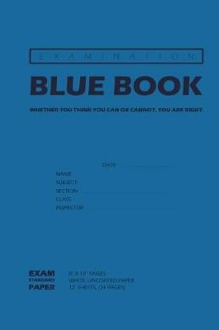 Cover of Examination Blue Book, Wide Ruled, 12 Sheets (24 Pages), Blank Lined, Write-in Booklet (Navy Blue)
