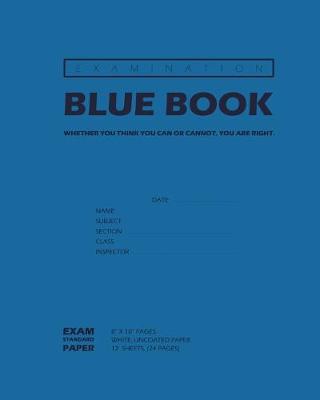 Book cover for Examination Blue Book, Wide Ruled, 12 Sheets (24 Pages), Blank Lined, Write-in Booklet (Navy Blue)