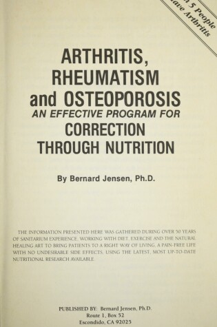 Cover of Arthritis, Rheumatism and Osteoporosis