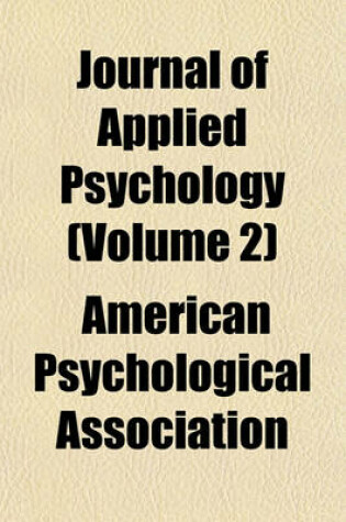 Cover of Journal of Applied Psychology (Volume 2)