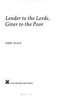 Cover of Lender to the Lords, Giver to the Poor