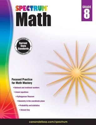 Cover of Spectrum Math Workbook, Grade 8