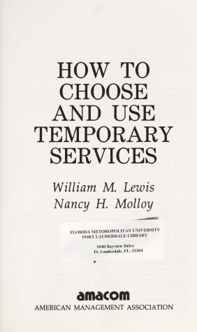 Book cover for How to Choose and Use Temporary Services