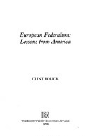 Cover of European Federalism
