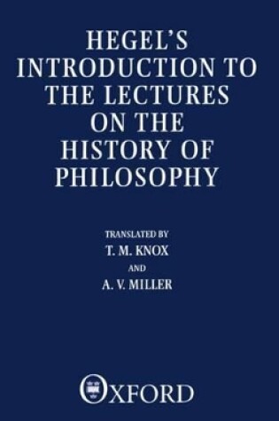 Cover of Introduction to the Lectures on the History of Philosophy