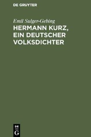 Cover of Hermann Kurz, ein deutscher Volksdichter