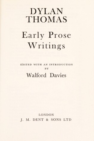 Cover of Early Prose Writings