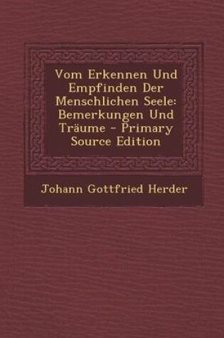 Cover of Vom Erkennen Und Empfinden Der Menschlichen Seele