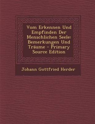 Book cover for Vom Erkennen Und Empfinden Der Menschlichen Seele