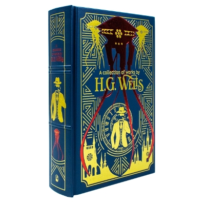 Book cover for A Collection of Works by H.G. Wells - Deluxe Leather Bound Classic Science Fiction Hardback