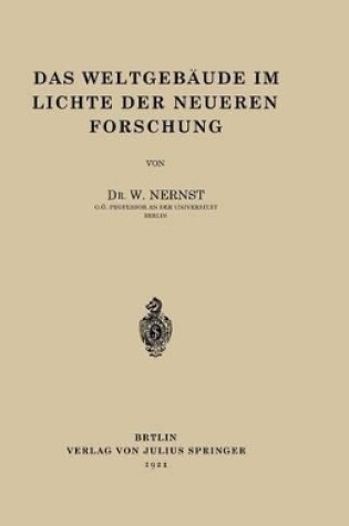 Cover of Das Weltgebaude Im Lichte Der Neueren Forschung