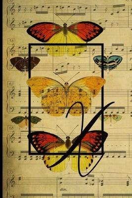 Book cover for Letter "X" - Monogram Butterfly Music Journal - Blank Score Sheets