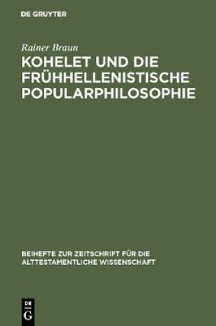 Cover of Kohelet Und Die Fruhhellenistische Popularphilosophie