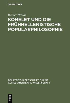 Cover of Kohelet Und Die Fruhhellenistische Popularphilosophie