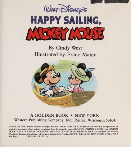 Book cover for Walt Disney's Happy Sailing, Mickey Mouse