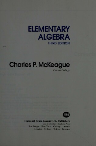 Cover of Elementary Algebra