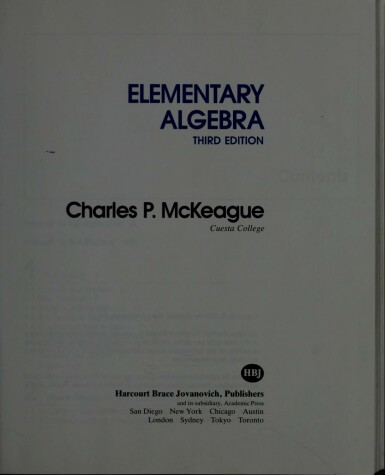 Book cover for Elementary Algebra