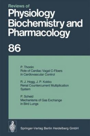 Cover of Reviews of Physiology, Biochemistry and Pharmacology 86