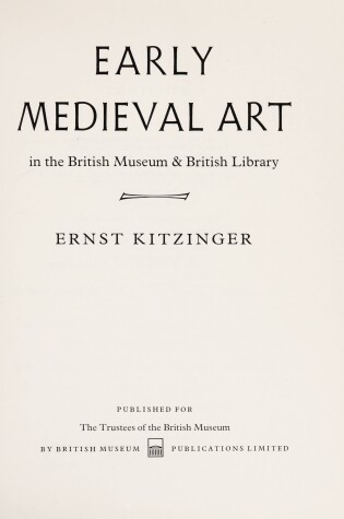 Cover of Early Mediaeval Art