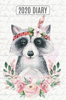 Cover of 2020 Daily Diary Planner, Watercolor Raccoon & Flowers
