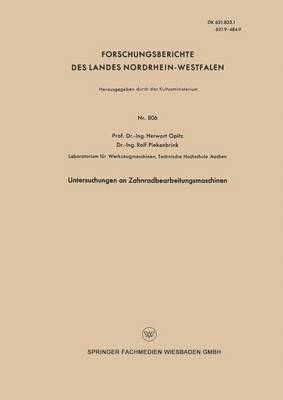 Book cover for Untersuchungen an Zahnradbearbeitungsmaschinen