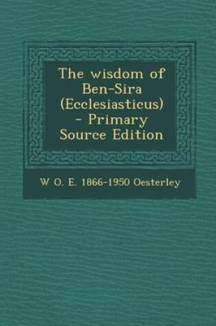 Cover of The Wisdom of Ben-Sira (Ecclesiasticus)