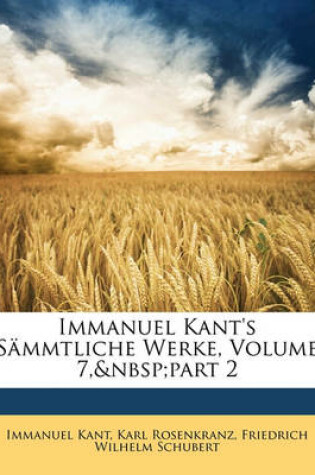 Cover of Immanuel Kant's Sammtliche Werke, Erster Theil