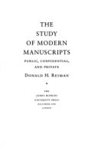 Cover of The Study of Modern Manuscripts