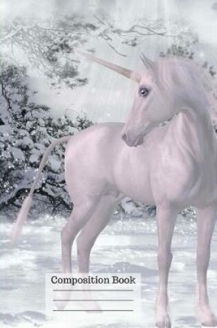 Cover of Majestic Winter Unicorn Wide Ruled Composition Notebook