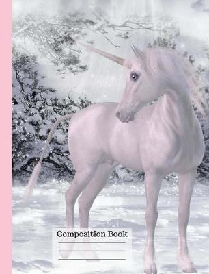 Book cover for Majestic Winter Unicorn Wide Ruled Composition Notebook