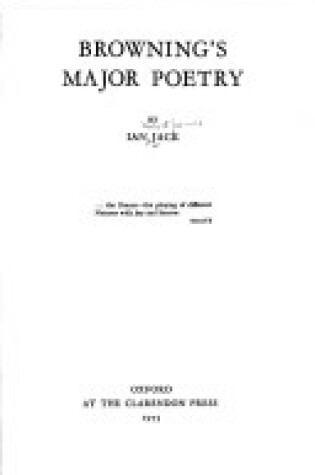 Cover of Browning's Major Poetry