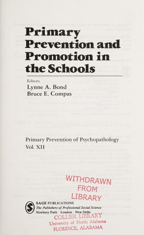 Book cover for Primary Prevention and Promotion in the Schools