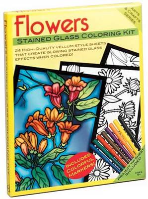 Book cover for Flowers Stained Glass Coloring Kit
