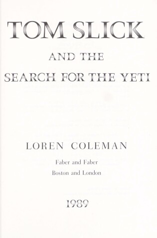 Cover of Tom Slick and the Search for the Yeti