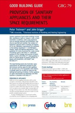 Cover of Provision of Sanitary Appliances and Their Space Requirements