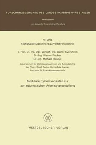 Cover of Modulare Systemvarianten zur automatischen Arbeitsplanerstellung